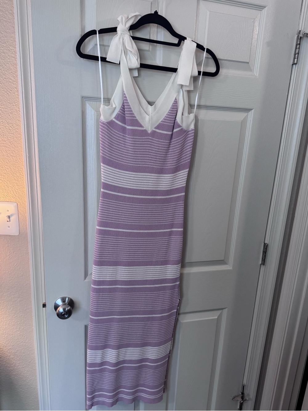 Pinkblush Lavender and White Striped Tie-Shoulder Midi Dress